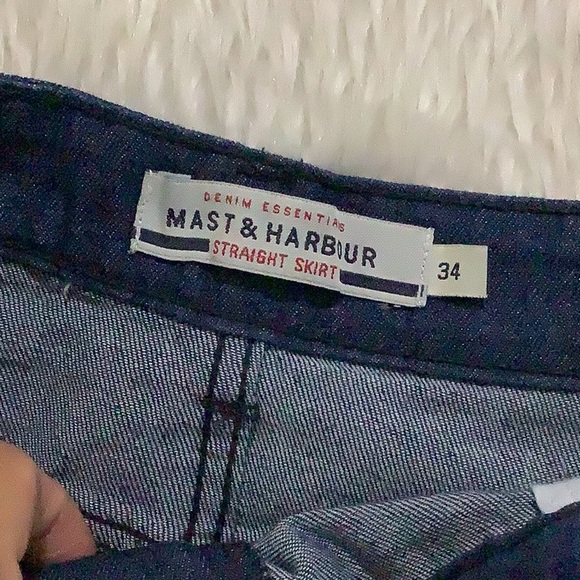 Mast and Barbour women’s dark denim jean pencil straight skirt size 34 - Picture 4 of 7